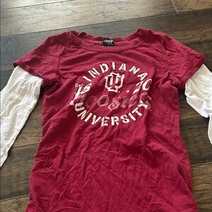 Indiana University Layered-Look Tee in Cardinal & White